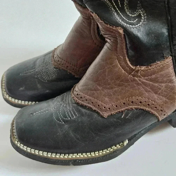 Verthali exotic black leather cowboy boots boys size 2 - Picture 5 of 15